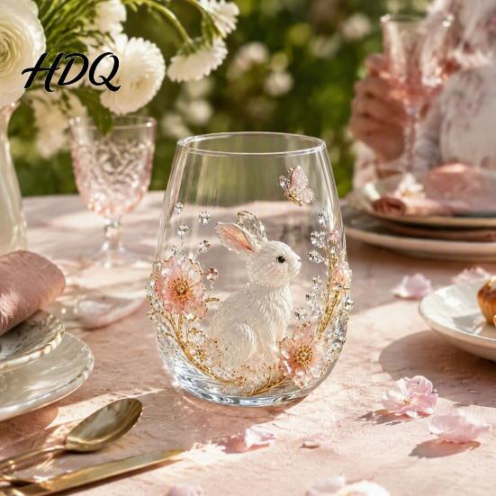 Luxury Decorative Glass 3D Animal Stemless Wine Glass Ocean Inspired Details Elegant Clear Gifts Cup Durable Drinkware for Home Kitchen And