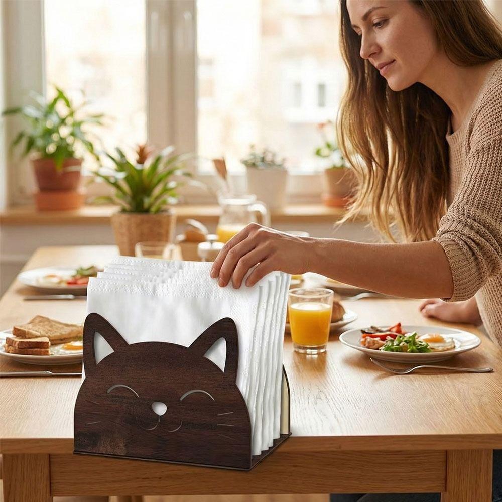 Creative Style Wooden Cat Napkin Holder Wooden Material Wooden Tissue Holder  Cocktail Bar