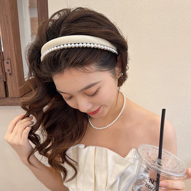 Pearl High Crown Double Layer Women's Headband - Spring/Summer 2023 Hair Accessory in Candy Colors
