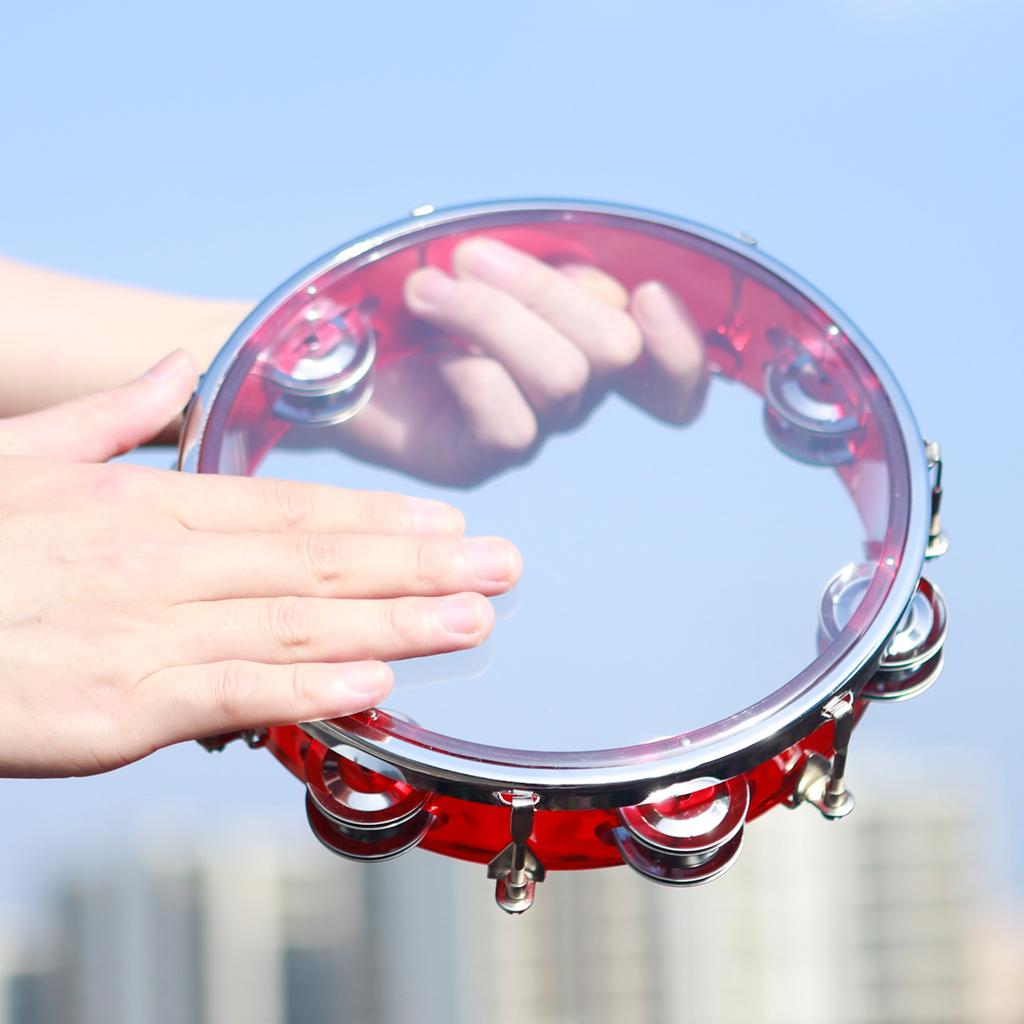 8 Inch Transparent Double Row Jingles Tambourine Handbell Hand Drumwith  Sea Drums Waves Sound Ocean Drum