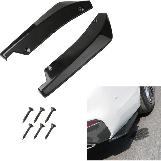 Jsorum 2Pcs Rear Bumper Canard Splitter Protector, Universal Bumper Lip Spoiler Kit Exterior Decorations For Car (Black)