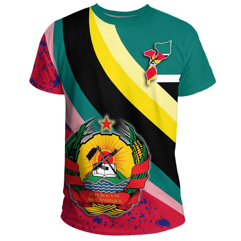 Summer New African Country Graphic Sports T-shirt Mozambique National Flag 3D Print Tee Shirts Men Women Casual Harajuku Tops