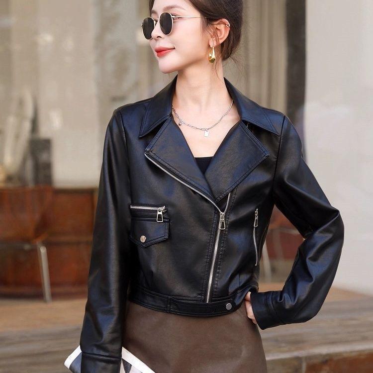 European Style Fashionable Women's Short PU Jacket for Autumn