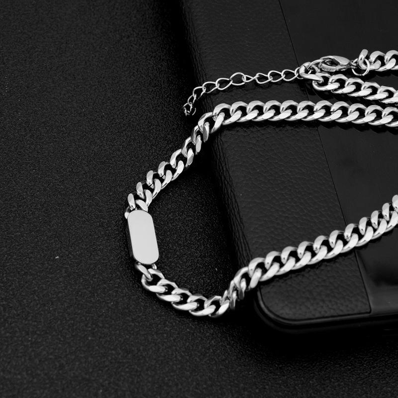 Kedja Titan Halsband Ovalt Halsband Hip-hop Titan Halsband för Män och Kvinnor Älskare