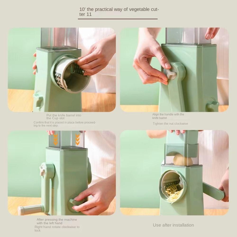 3 in 1 Rotary Cheese Grater Manual Ice Shaved Machine Hand-Crank Vegetable Slicer  Smoothies