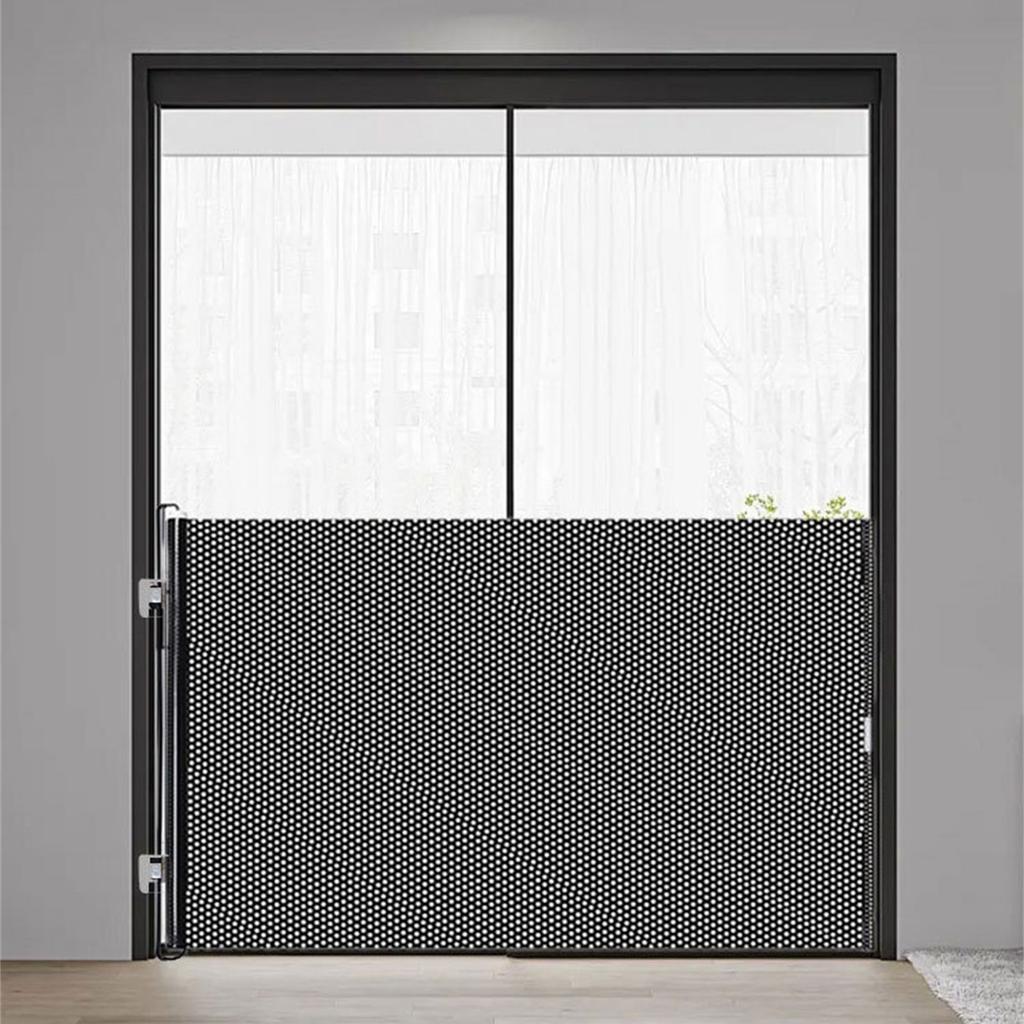 Auto Extending Pet Gate White Mesh Barrier For Cats Dogs With Metal Frame Easy No Tools Installation Space Saving Home Safety Solution