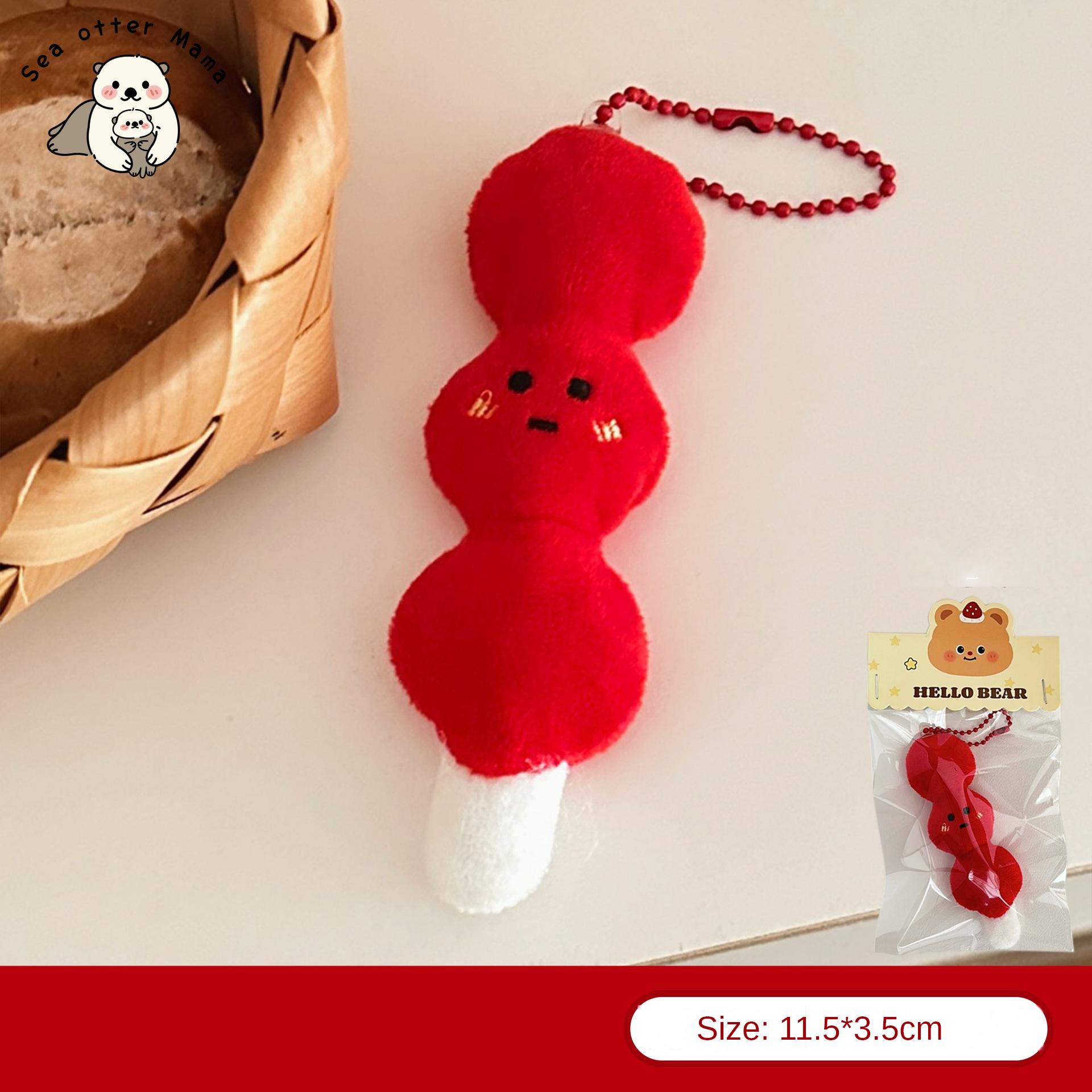 Kreative Cartoon-Brot-Plüschpuppe Anhänger Mädchen Vielseitiger Schlüsselanhänger Rucksackanhänger Dekorative Puppe Plush red