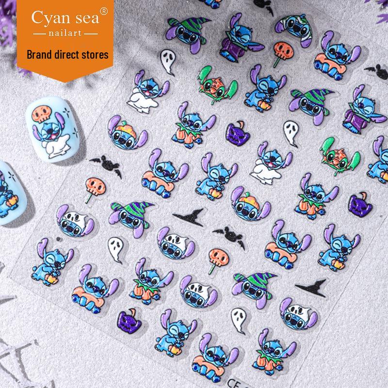 5D Embossed Halloween Pumpkin & Ghost Nail Art Stickers