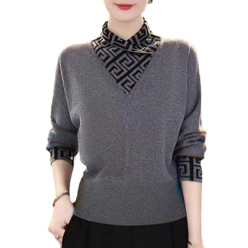 Double-sided German velvet semi-turtleneck bottoming shirt winter new inner warm versatile splicing design T-shirt women