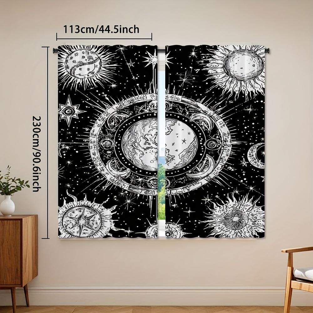 2pcs   Galaxy and Constellation Curtain Set   Mandala Sun and Moon Curtain for Bedroom   Gothic Boho Window Drapes