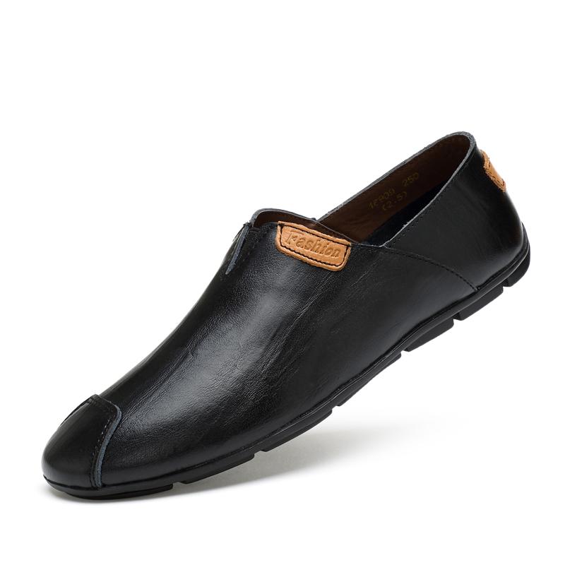 Fashion New Genuine Leather Mens Loafers Stylish Design Moccasins  Comfy Men's Casual Slip on Shoes Hollow Breathable Male Driving Flats