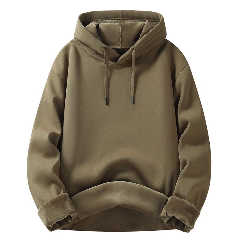 Fashion Sweater Men's New Spring, Autumn and Winter Solid-colour Padded and Thickened Hoodie Tide Couple Round Neck Jacket Tops