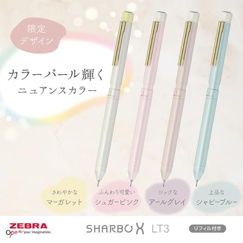 Zebra Sharbo X LT3 Multi-Function Pen, Nuance Color, Shabby Blue Barrel, with Refill, P-SB22-NC-SBB