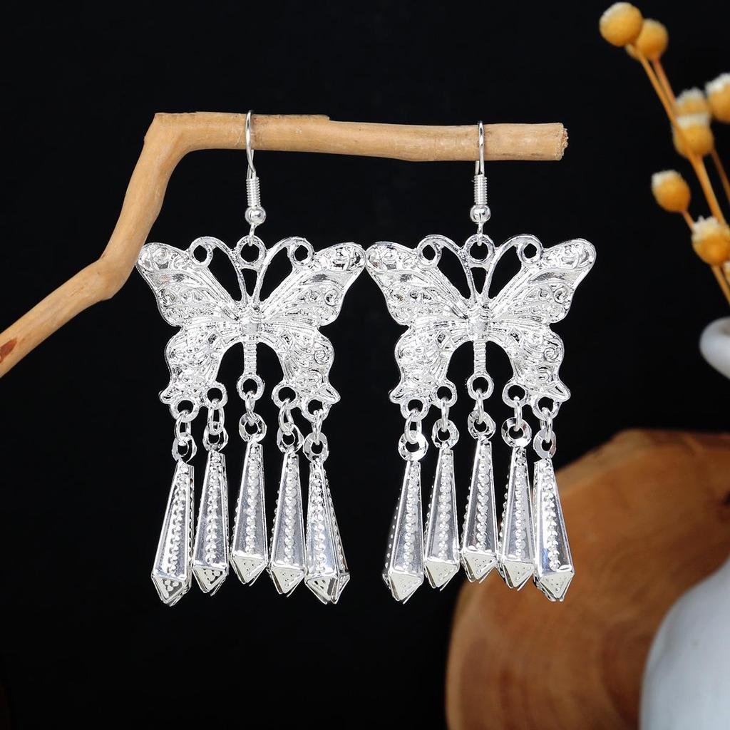 Miao Long Silber Quastenohrringe: Ethnischer Stil, Leichter Luxus, Übertriebenes Design für Frauen