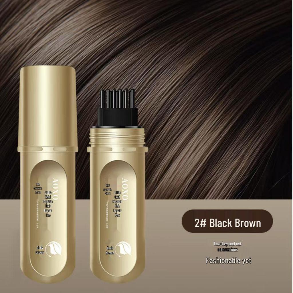 AOXO Little Gold Tube Peptide Hair Dye Comb: Plant-Based, Disposable White Hair Coverage and Styling, Gentle on Hair.