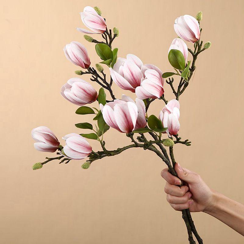 1pc Artificial Silk Magnolia Flower Home Outdoor Garden Vase Windowsill Wedding Bride Festival Outdoor Arch Decoration Diy Gift