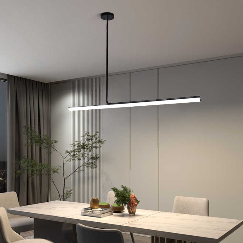 Dimming Minimalist Straight Dining Room Light, Kitchen Long Pendant Light