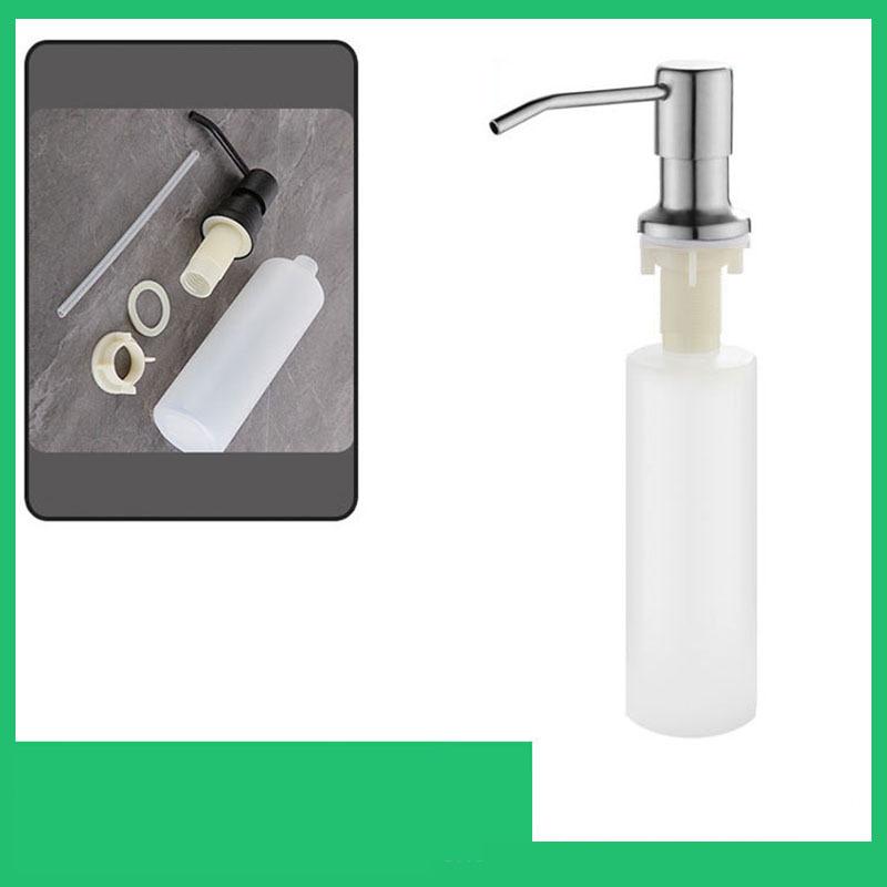 Pressed Soap Dispenser Plastic Bottle with 304 Stainless Steel Pump Head for Kitchen Sink Silver