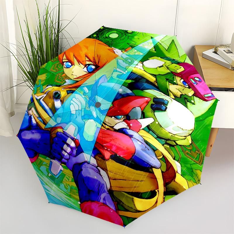 

1pc Auto-Folding Outdoor Umbrella with Mega Man, Zero, and Rockman Exe Design - Portable 3-Fold for Outdoor Use, Travel, and Gifts.L009