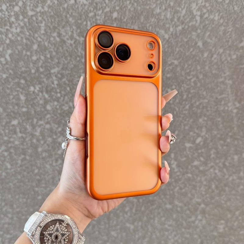 Luxury Matte Transparent Case For iPhone 17 Air 16 Pro Max Plus Plating Frame Lens Film Protection Anti-fall PC Hard Clear Cover