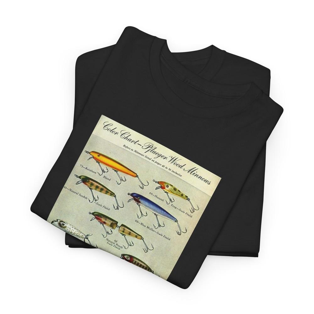 

Vintage Pflueger Retro Wood Minnow Fishing Print Ad Tee, Unisex Cotton Shirt for Unisex T-Shirt XXXXL