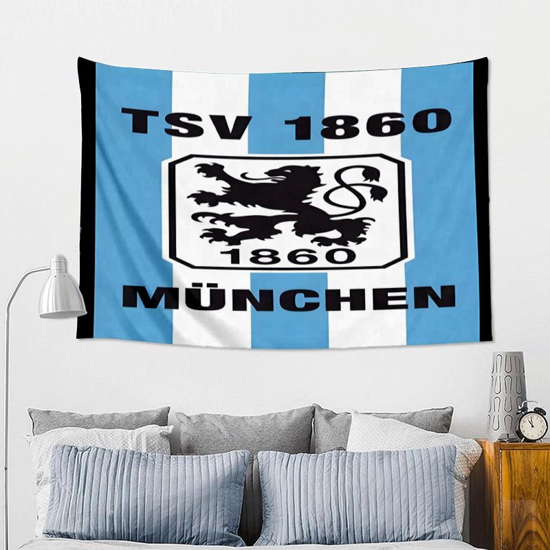 Mun-chen Lion Emblem Printed Tapestry, Fabric Tapestry Wall Hanging Decoration for Bedroom, Living Room, Dorm Room Home Party Fan Gifts