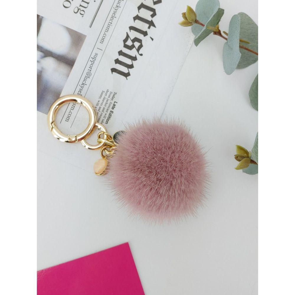 LALA Natural Mink Fur Keychain - Pink