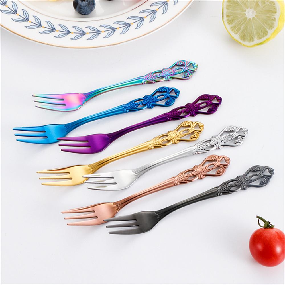 1/3PCS Teaspoon European-style Carved Stainless Steel Small Gift Tableware Long Handle Colorful Kitchen Accessories