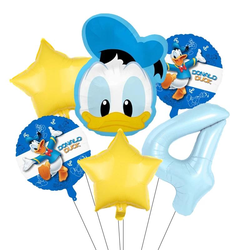 Cartoon Donald Number Duck Daisy Aluminum Film Balloon Set Spherical DIY Birthday Arrangement Party Decoration Balloons Kawaii