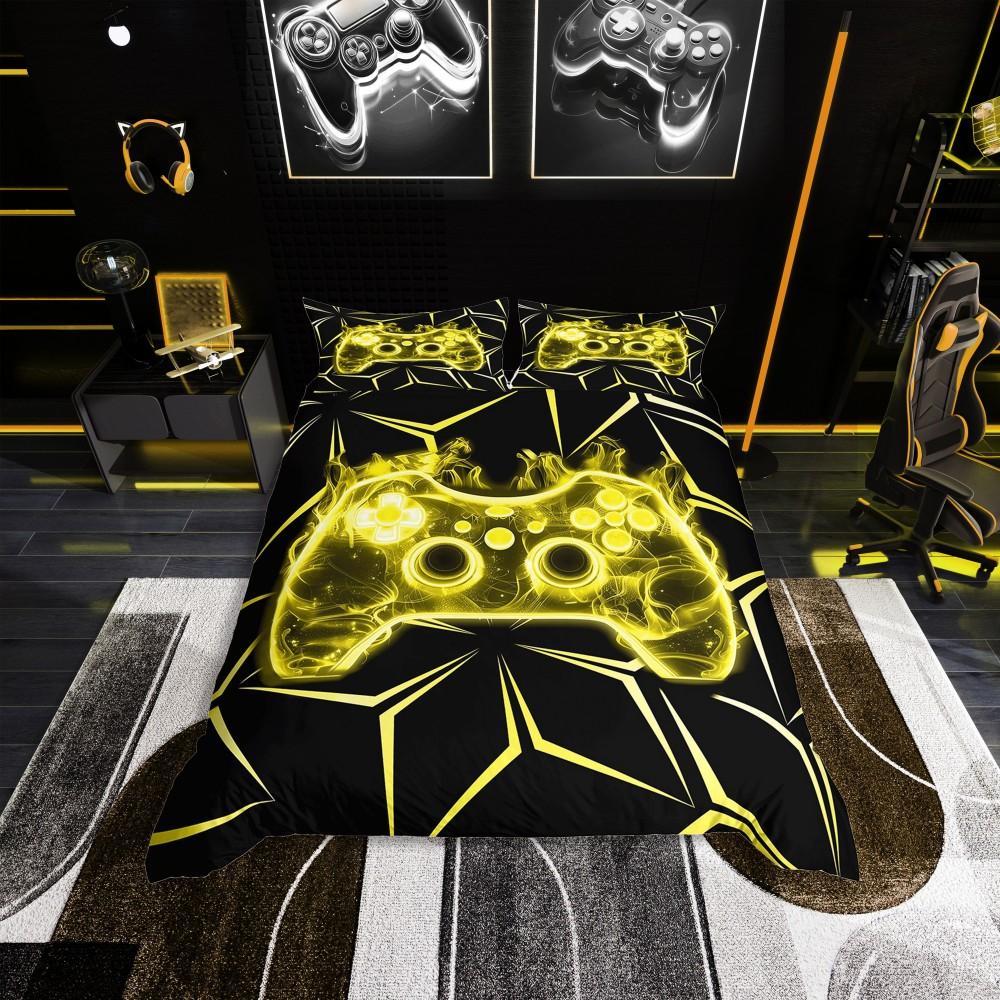 

Комплект пододеяльника для подростков Homewish, Черно-бирюзовый неоновый градиентный комплект постельного белья, Современный двусторонний комплект для кровати для любителей видеоигр UK C 120x150cm 2pcs&set