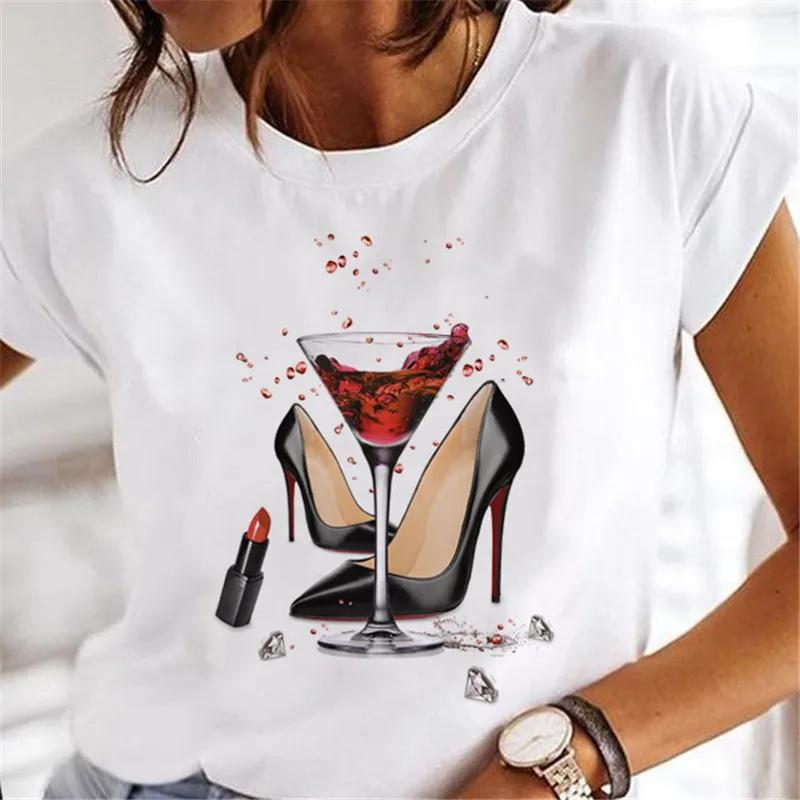 Sweet Wine Plus Size T-Shirt Unisex Clothing Print Girl 90s Cartoon Printing Clothes Graphic Top Lady FeUnisex Tee