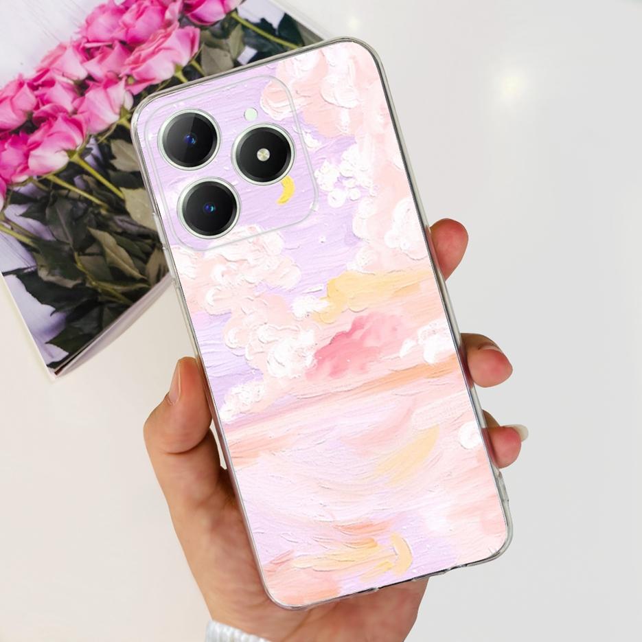 For Realme C61 Case RMX3939 Cute Panda Cartoon Painted Cover Soft Slim Phone Case For Realme C63 C 61 RealmeC61 RealmeC63 Bumper