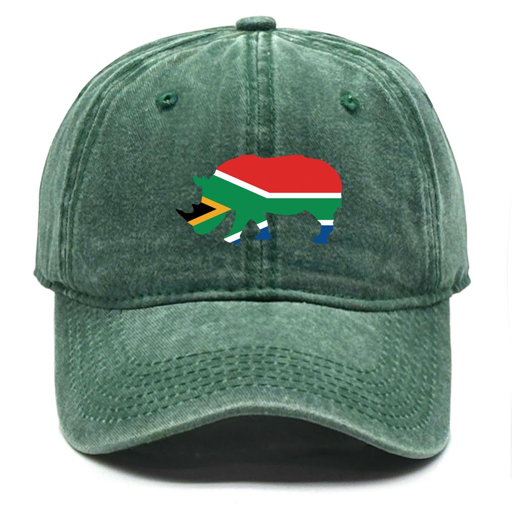 African Elephant Flags Print Adjustable Caps Rhinoceros Flags Washed Cotton Trucker Hat Inelastic Cotton Snapback Sun Hat