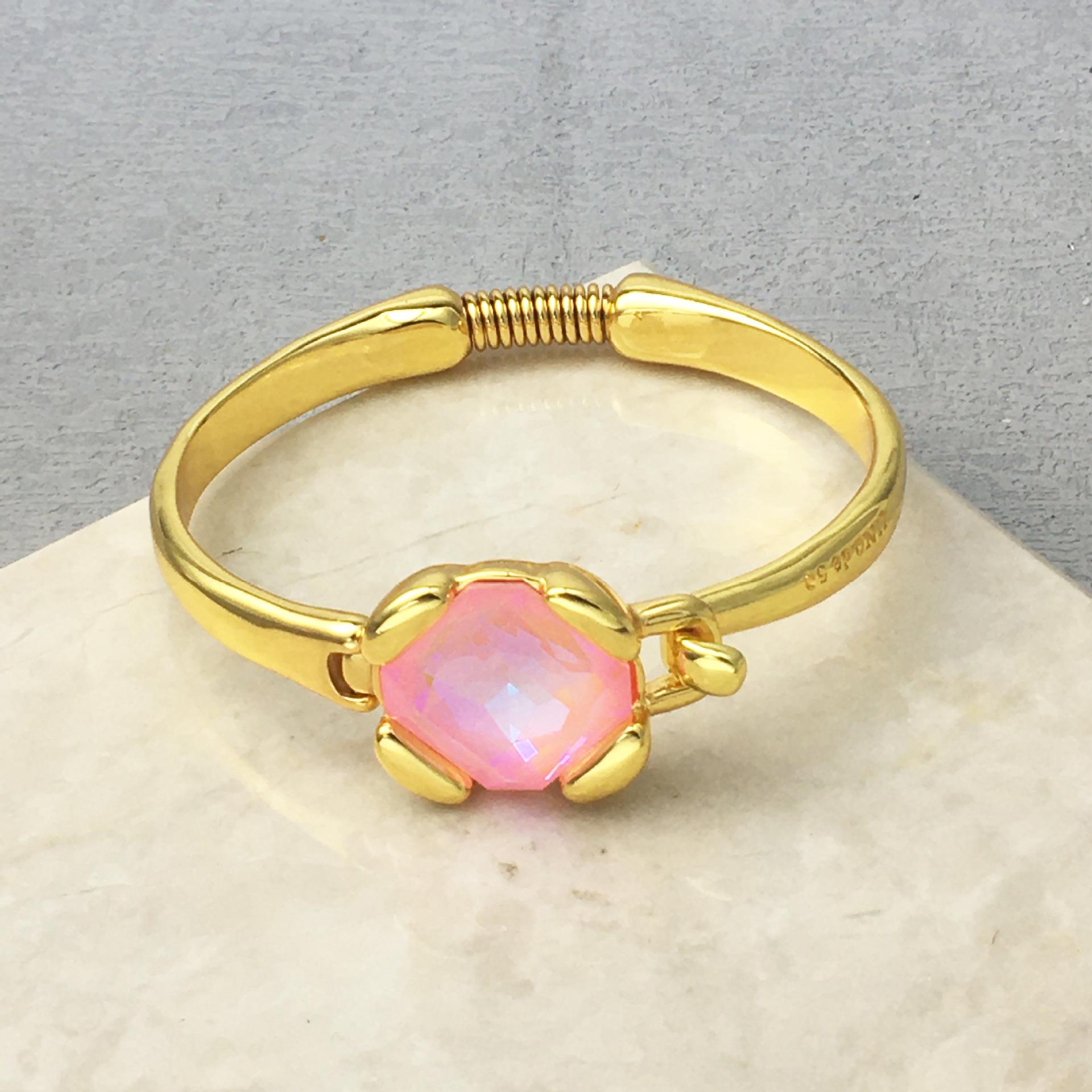2024 Unode50 Geometric Pink Gemstone Romantic Women s Bracelet 19cm