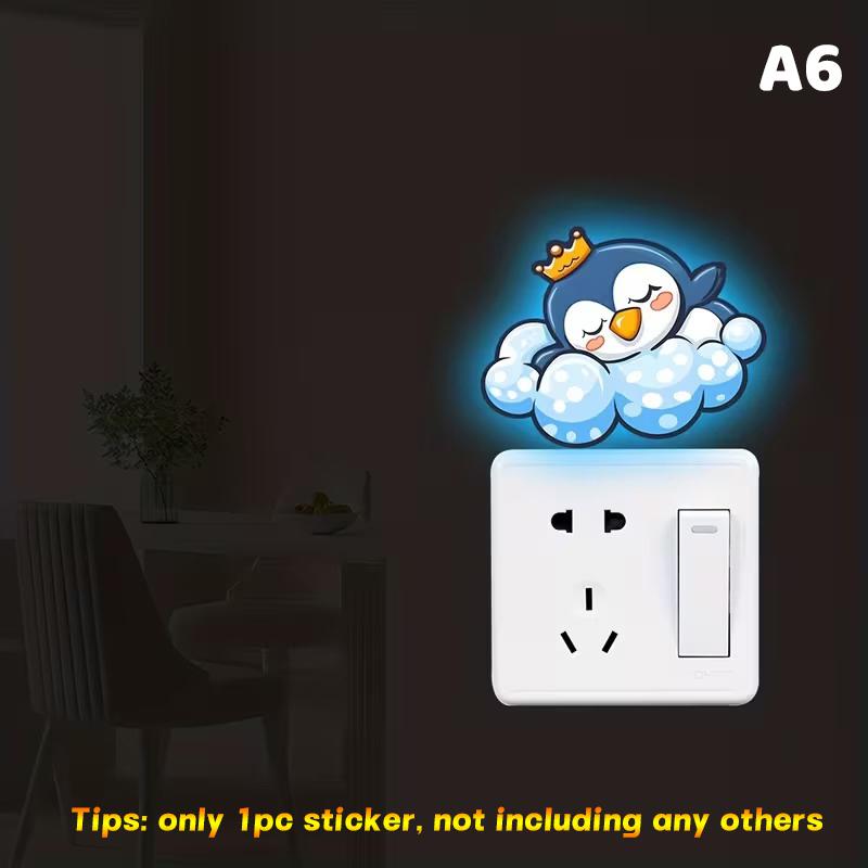 

Glow-In-The-Dark Switch Stickers Penguins Elephants Design Self-Adhesive Removable Wall Stickers Suitable For Switches & Outlets A6