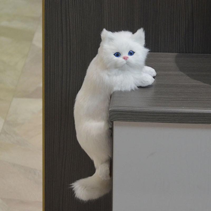 KX4B Simulation for Cat Pendant Plush Animal Art for Doll Ornament Desk Decor for Home Bedroom Living Room Decoration Gift