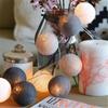 20 LED Cotton Ball String Lights Battery Operated Colorful Garland Fairy Lights for Home Wedding Christmas Party Outdoor Decors