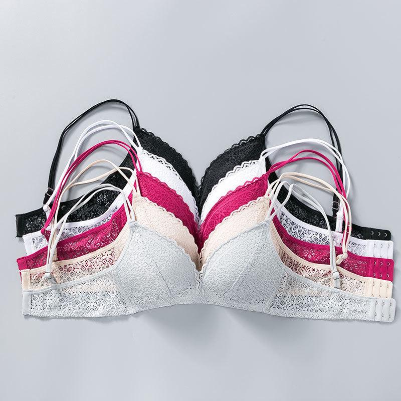 Women's Bra Hollow Out Lightweight Without Steel Ring Gathering Lace Sexy Girl Underwear Comfortable Thin Bra