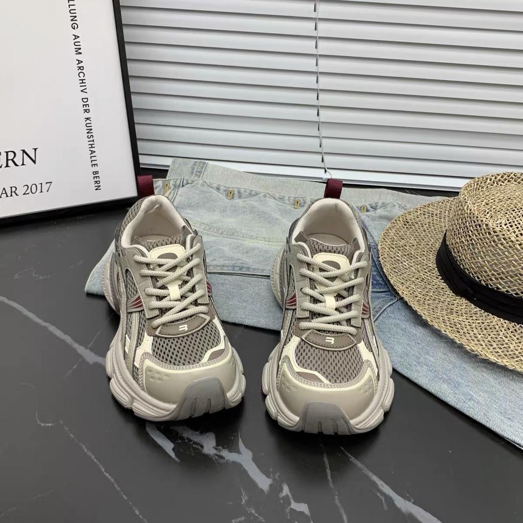 Paris retro contrasting color splicing dad shoes women's 2025 new thick-soled comfortable and breathable casual sports shoes