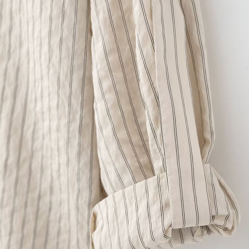 Kaslead New Women Clothes Western Style Short Sleeve Stripe Shirts Casual Trousers 9064550 8277550