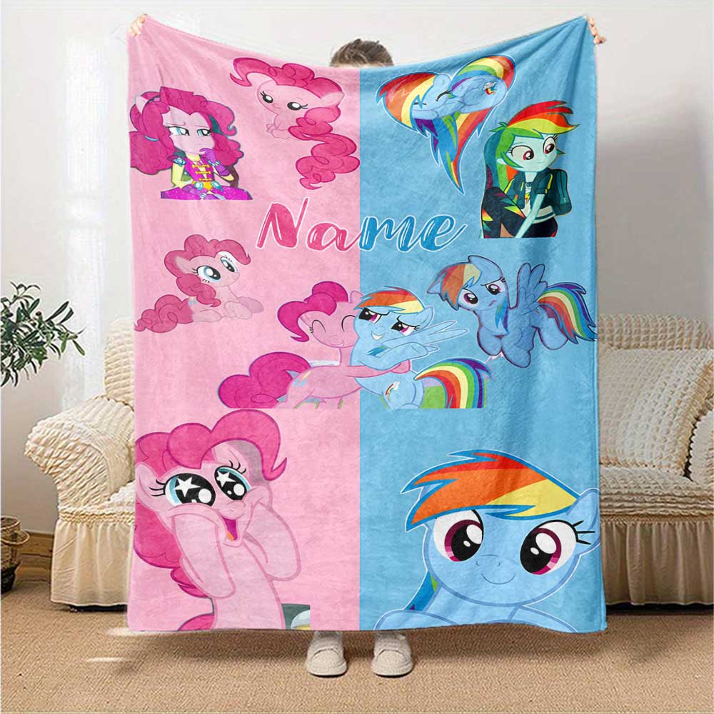 Little Pony (11) Personalized Text Blanket Multi-purpose Customizable Blanket Durable Comfort Perfect for Office Office Chair Livingroom Picnics