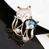 Korean Style Sparkling Cat's Eye Stone Fox Brooch - Women's Trendy Versatile Pin Accessory