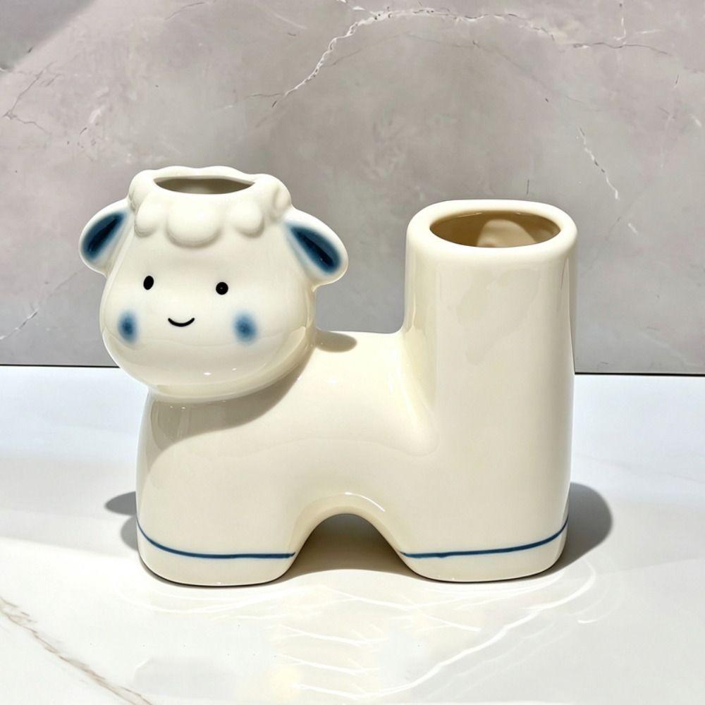 Ceramic Sheep Shaped Toothbrush Holder Creative Electric Toothbrush Stand Home Sink