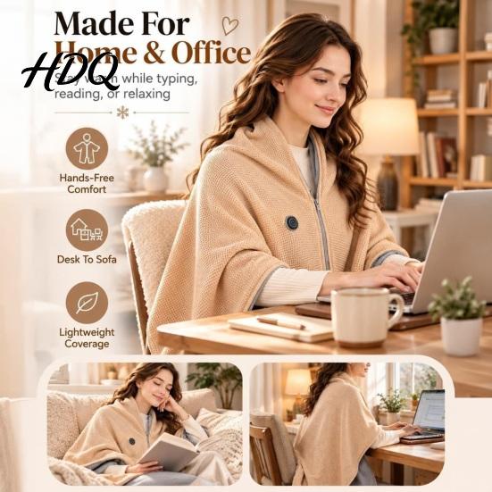 Electric Shoulder Warmer for Travel Heated Shawl Wraps Women USB Wearable Blanket Portable Blanket Adjustable Heat Wrap Home with 3 Settings & Fast
