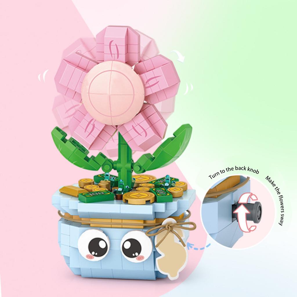 Diy Hand-assembled Flower Buildingblocks With Small Pieces, Everlasting Hand-held Flower Toys