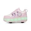 Kid's Roller Skates Removable Flat Charging LED Four Wheels Glowing Sports Shoes Pink Women's Glowing Sneakers