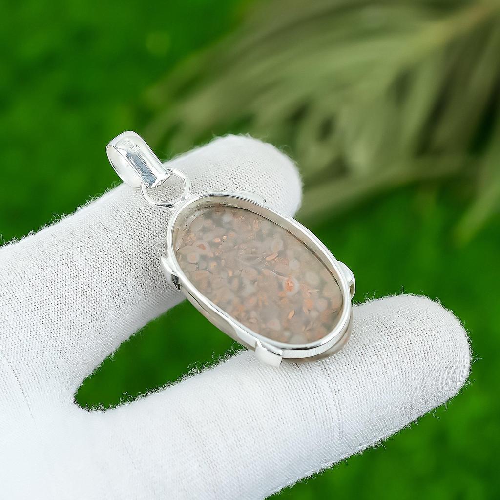 Natural Sunflower Blister Gemstone Pendant 925 Sterling Silver Jewelry For Women