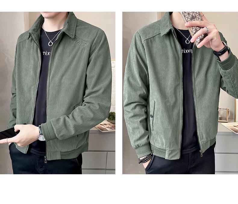 Romon Men's Corduroy Lapel Jacket - 2025 Trendy Spring/Autumn Casual Business Coat