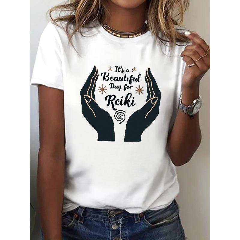 Women s Reiki T-Shirt - Short Sleeve Crew Neck Top with Reiki Symbols Print, Casual Comfortable Tee for Reiki Practitioners & Therapists, S белый