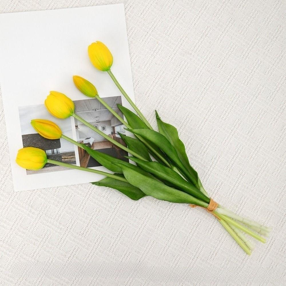 5Pcs/1Pc Luxury Latex Tulips Artificial Flowers Realistic Real Touch Hand Bouquet 41CM Simulated Bouquet For Wedding Home Decor